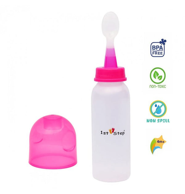 1st Step BPA Free Polypropylene Easy Squeeze Cereal Feeder With Spoon-Pink