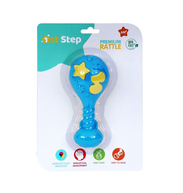 1st Step Premium Maracus Rattle - Blue & Yellow