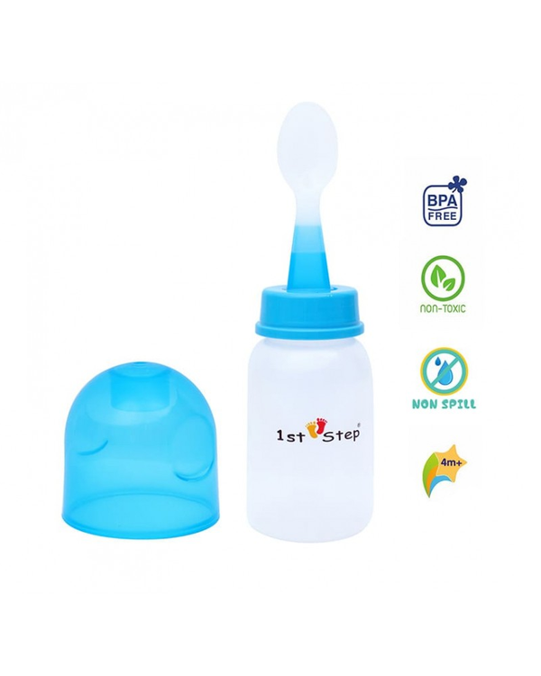 1st Step BPA Free Polypropylene Easy Squeeze Cereal Feeder With Spoon-Blue