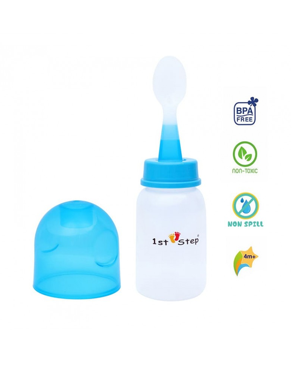 1st Step BPA Free Polypropylene Easy Squeeze Cereal Feeder With Spoon-Blue