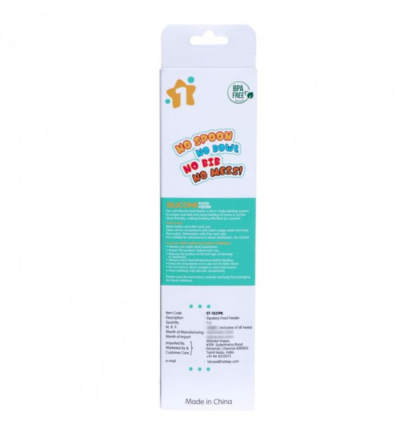 1st Step Non Spill BPA Free Soft Silicone Squeezy Food Feeder-Pink