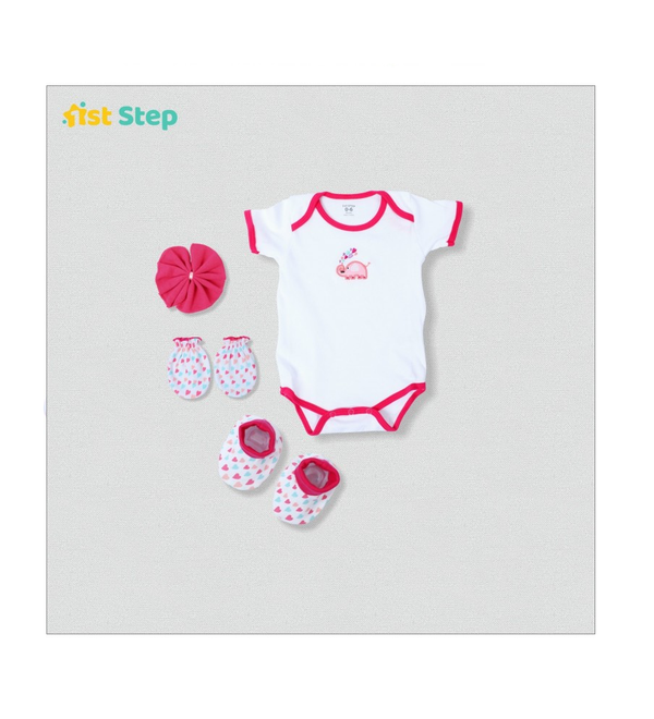 1st Step New Born Baby Gift Set Pack Of 4 (White)