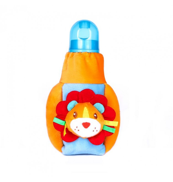 1st Plush Bottle Cover Lion Face Motif (Orange)