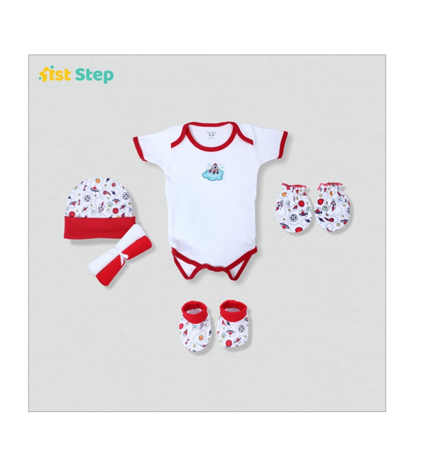 1st Step New Born Baby Gift Set Pack Of 6 (Red)