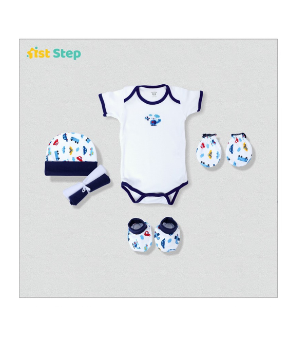 1st Step New Born Baby Gift Set Pack Of 6 (Blue)