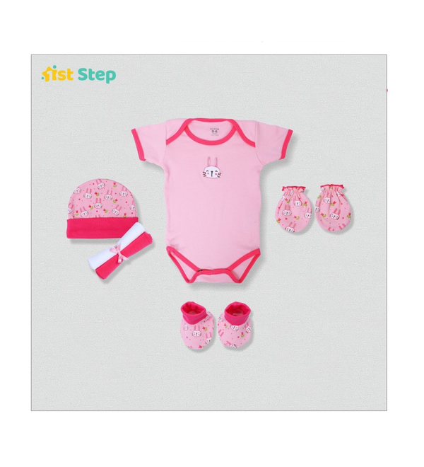 1st Step New Born Baby Gift Set Pack Of 6 (Pink)