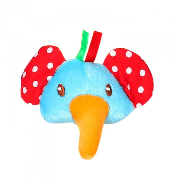 1st Step Elephant Face Soft Plush Wrist Rattle Cum Toy (Blue)