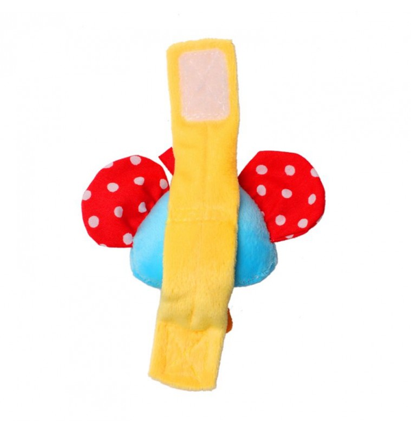 1st Step Elephant Face Soft Plush Wrist Rattle Cum Toy (Blue)