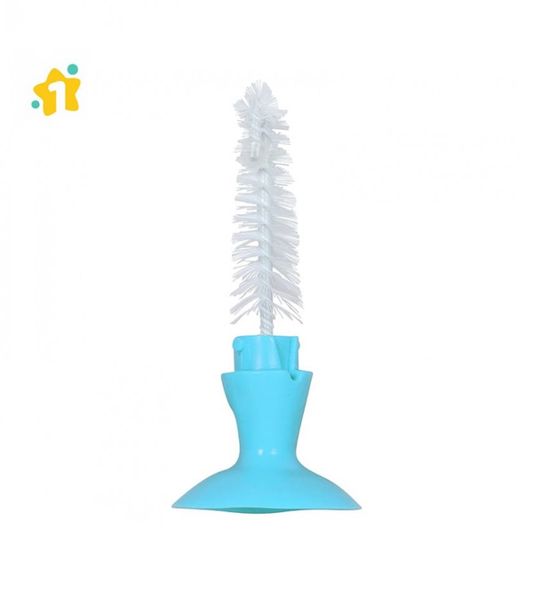 1st Step BPA Free Bottle And Nipple Cleaning Brush With Suction Base (Blue)