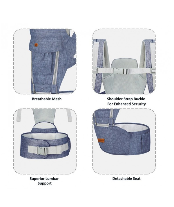 1st Step 5 In 1 Hip Seat Baby Carrier - Denim