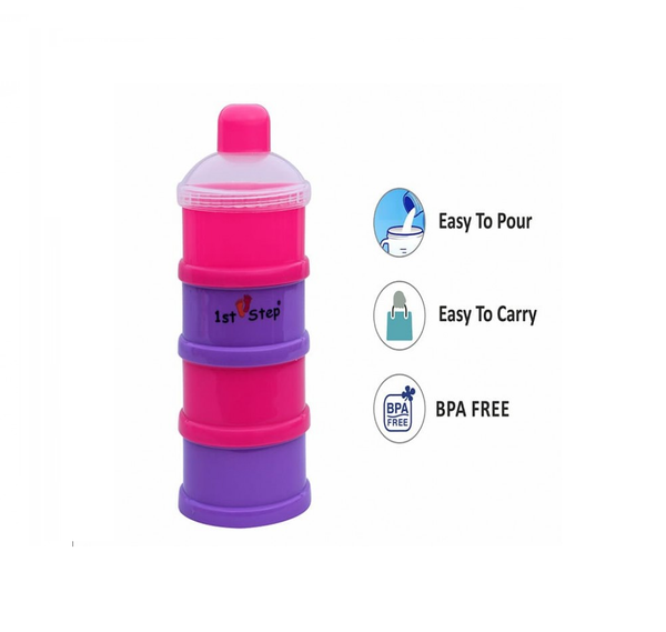 1st Step BPA Free Polypropylene 4-Tier Milk Powder Container- Pink