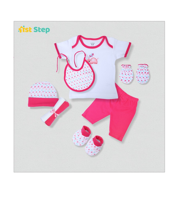 1st Step New Born Baby Gift Set Pack Of 8 (White)