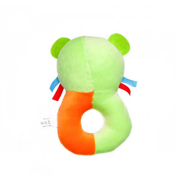 1st Step Dog Face Soft Plush Ring Rattle Cum Toy (Green)