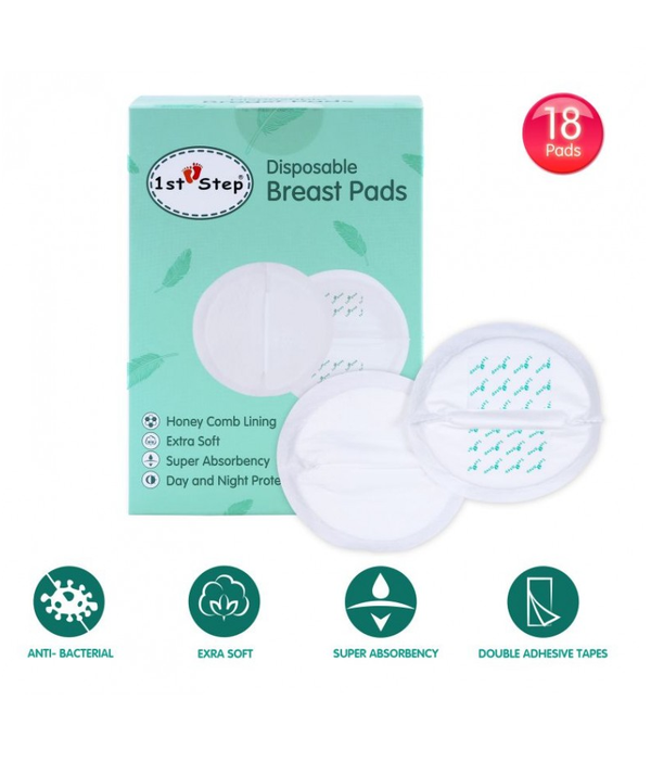 1st Step Honey Comb Lining, Super Absorbant Disposable Breast Pads With Day And Night Protection- 18 Pads