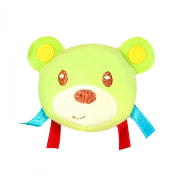 1st Step Dog Face Soft Plush Wrist Rattle Cum Toy (Green)