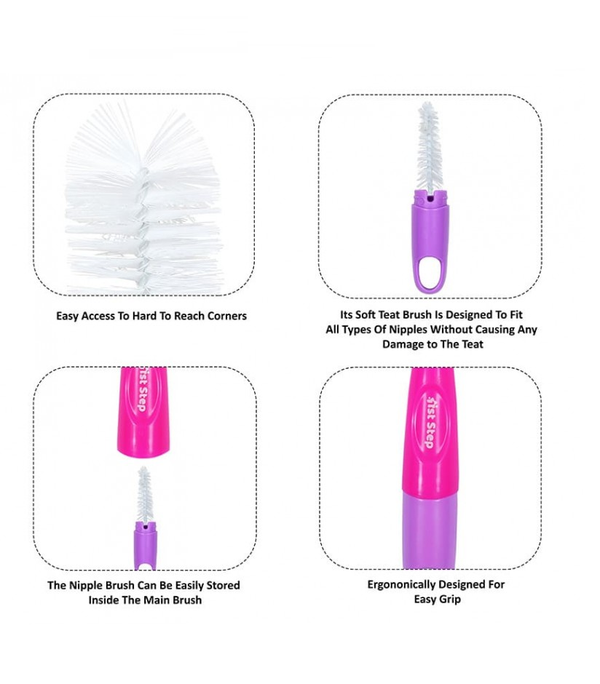 1st Step Bottle And Nipple Cleaning Brush-Pink