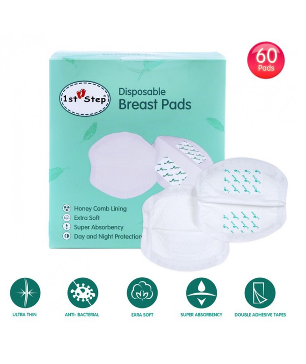 1st Step Ultra Thin, Honey Comb Lining Super Absorbant Disposable Breast Pads With Leakage Protection - 60 Pads
