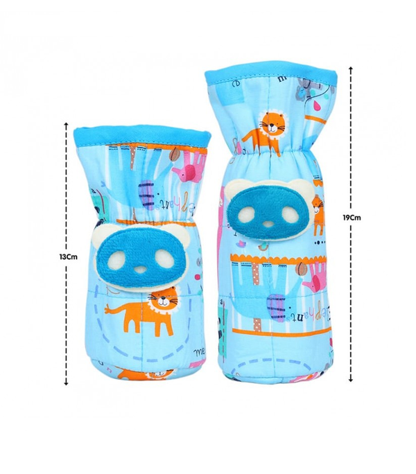 1st Step Bottle Cover With Animal Face Motif (Pack Of 2)-Blue