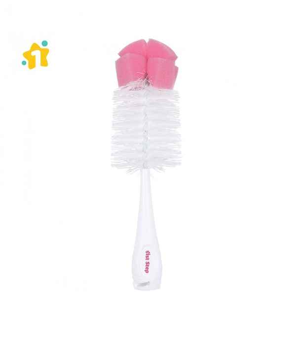 1st Step BPA Free Bottle And Nipple Cleaning Brush With Suction Base (Pink)