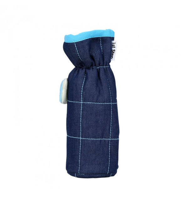 1st Step Denim Bottle Cover With Animal Face Motif (Pack Of 2)-Blue