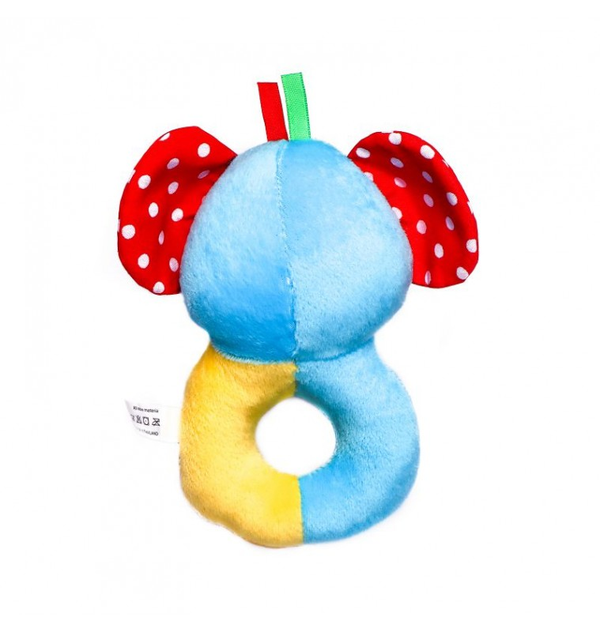 1st Step Elephant Face Soft Plush Ring Rattle Cum Toy (Blue)