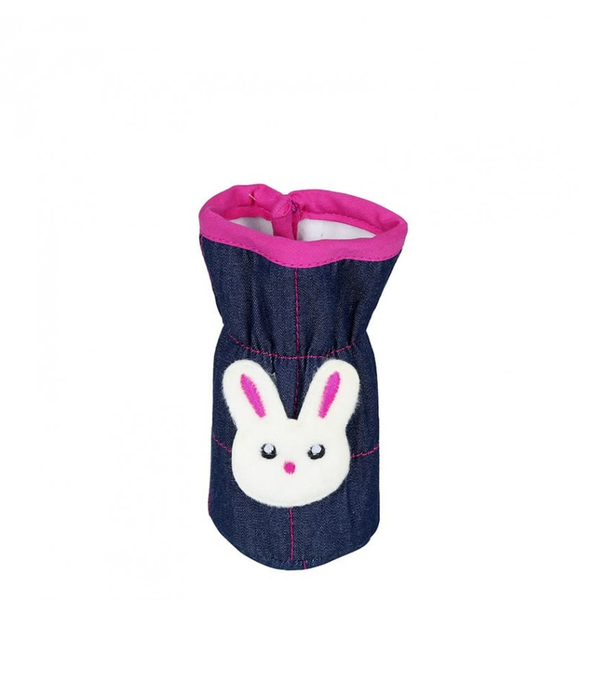 1st Step Denim Bottle Cover With Animal Face Motif (Pack Of 2)-Pink