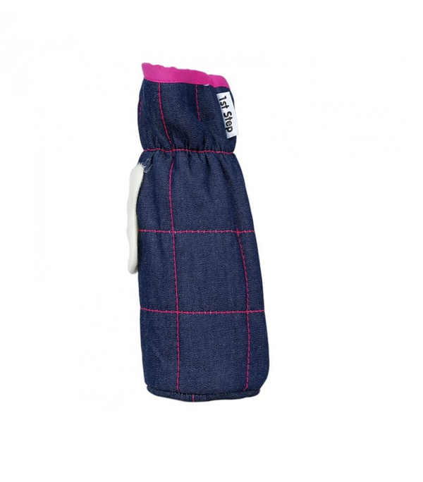 1st Step Denim Bottle Cover With Animal Face Motif (Pack Of 2)-Pink