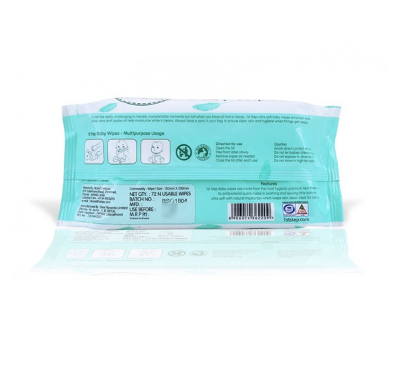 1st Step Wet Wipes With Lid- 72 Pcs