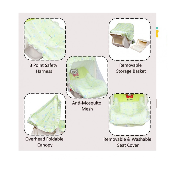 1st Step 5 In 1 Carrycot With Anti-Mosquito Mesh - Green