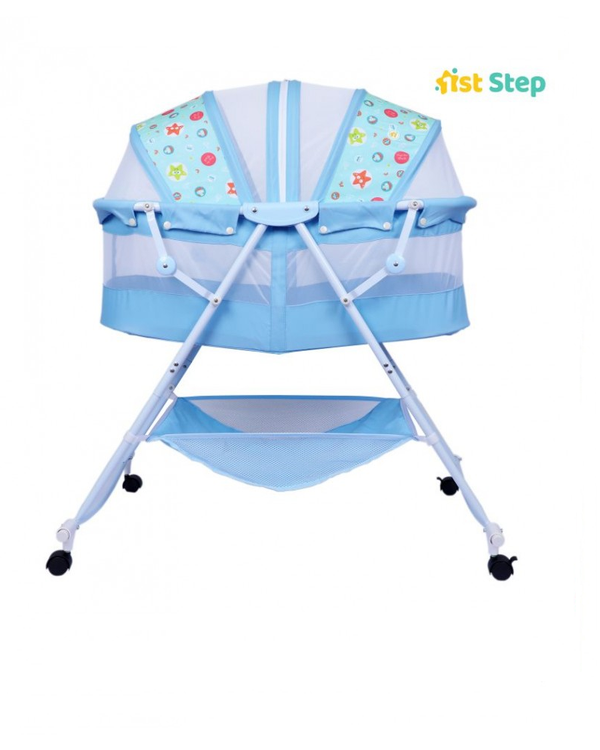 1st Step Bassinet Cum Rocker With Mosquito Net - Blue