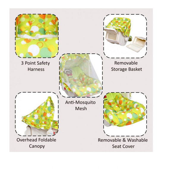 1st Step 5 In 1 Carrycot With Anti-Mosquito Mesh - Green