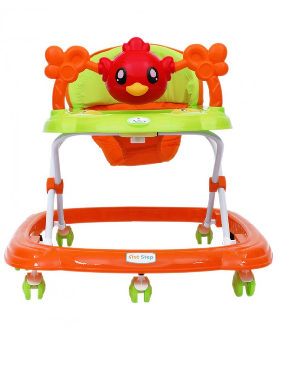 1st Step Walker With 4 Level Height Adjustment And Musical Play Tray - Orange