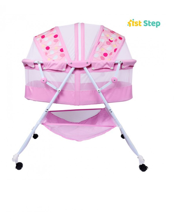 1st Step Bassinet Cum Rocker With Mosquito Net - Pink