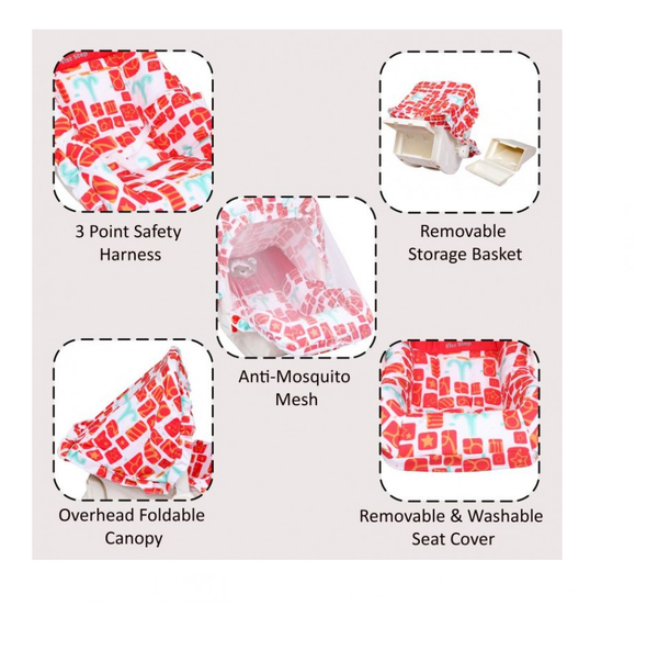 1st Step 5 In 1 Carrycot With Anti-Mosquito Mesh - Red