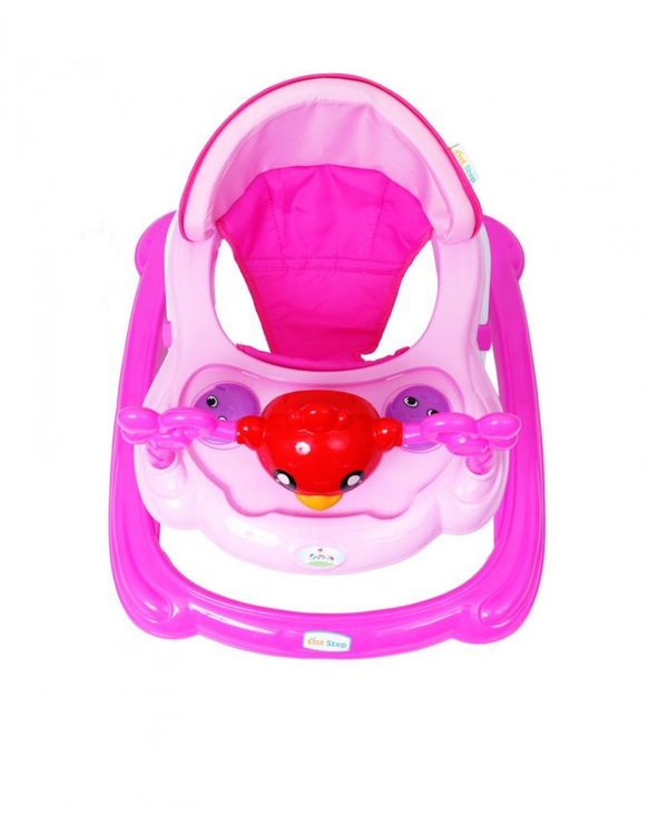 1st Step Walker With 4 Level Height Adjustment And Musical Play Tray - Pink