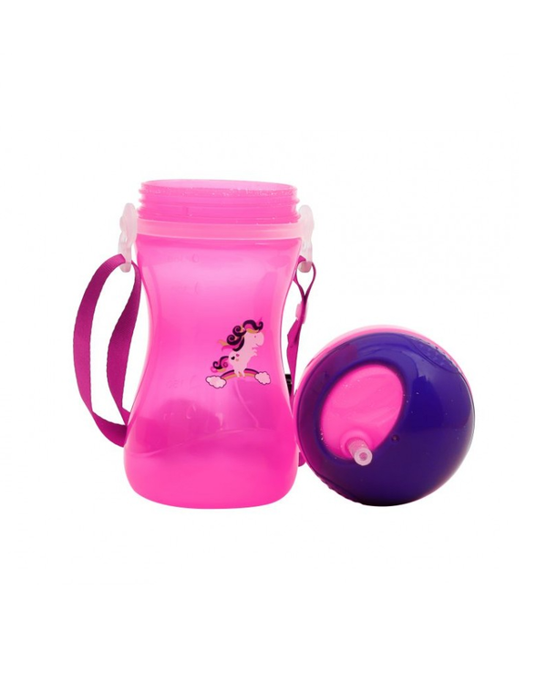 1st Step Spill Proof BPA Free Straw Sipper With Strap - Pink