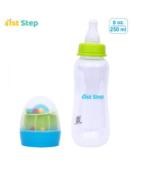 1st Step 250 Ml Feeding Bottle With Rattle Hood - Blue