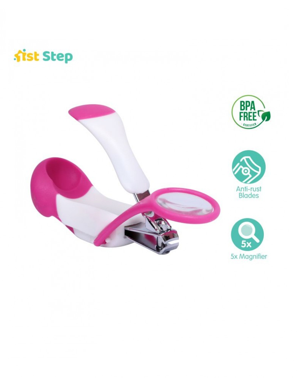 1st Step Easy Grip Baby Nail Clipper With Magnifying Glass - Pink