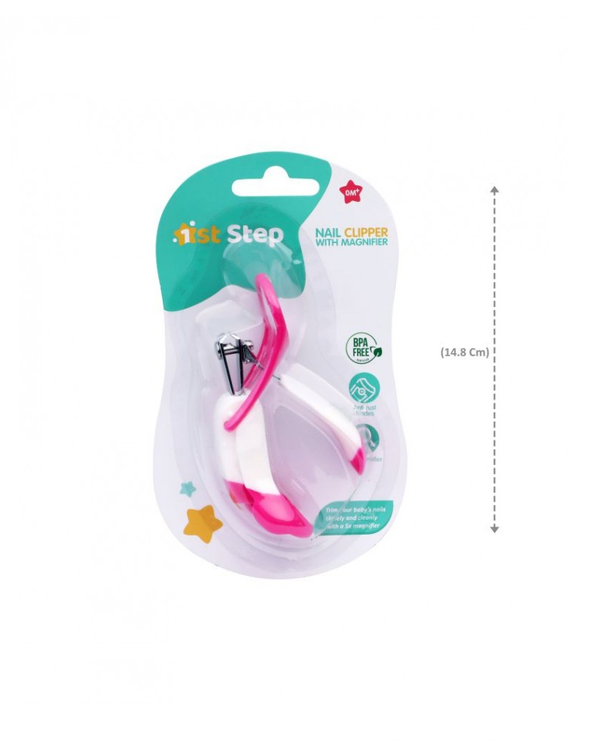 1st Step Easy Grip Baby Nail Clipper With Magnifying Glass - Pink