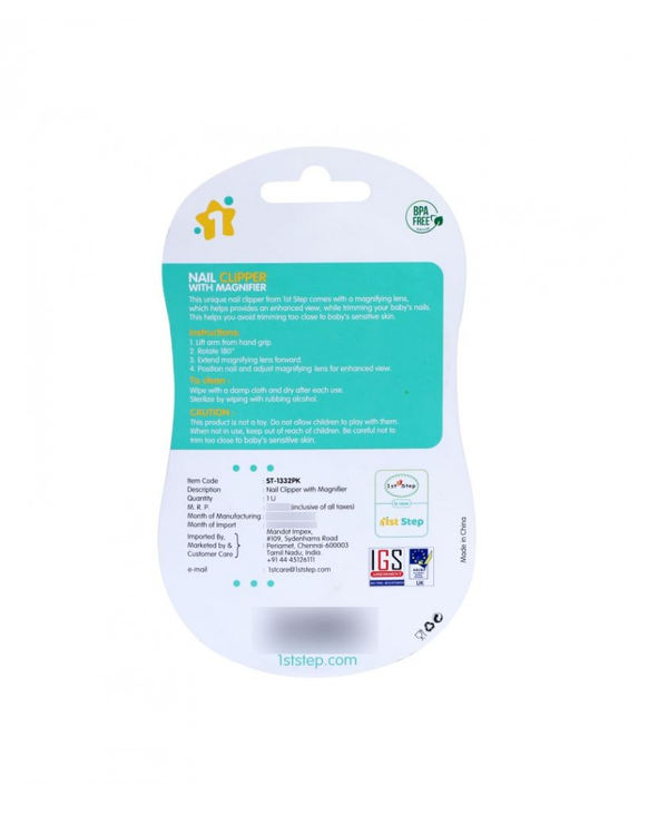 1st Step Easy Grip Baby Nail Clipper With Magnifying Glass - Pink