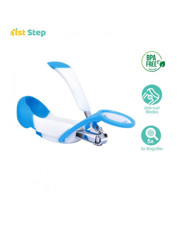 1st Step Easy Grip Baby Nail Clipper With Magnifying Glass-Blue