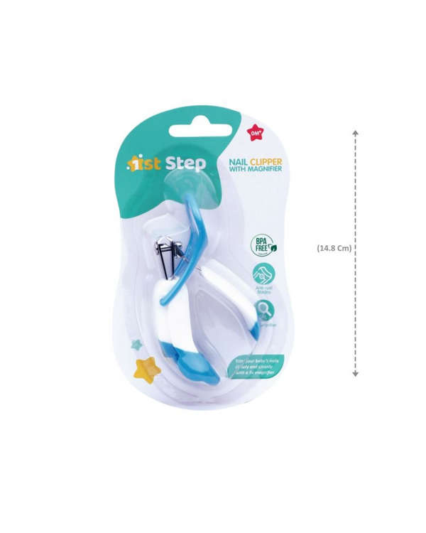 1st Step Easy Grip Baby Nail Clipper With Magnifying Glass-Blue
