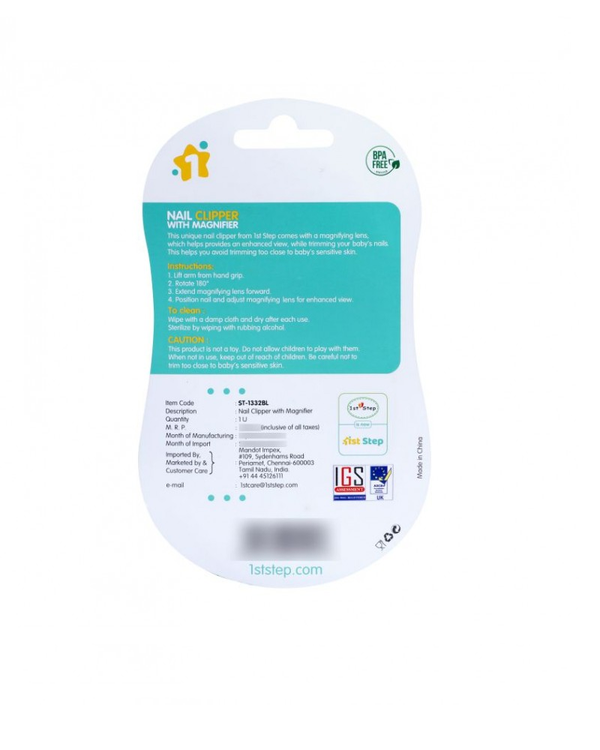 1st Step Easy Grip Baby Nail Clipper With Magnifying Glass-Blue