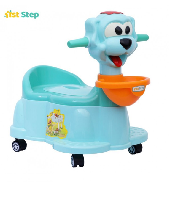 1st Step Baby Musical Potty Chair With Wheels Doggy Design-Aqua Blue