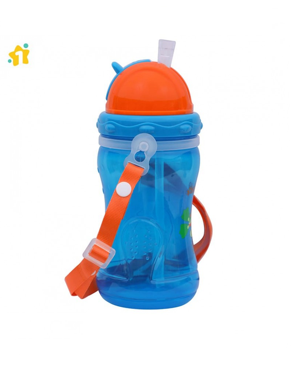 1st Step Spill Proof BPA Free Straw Sipper With Strap - Blue