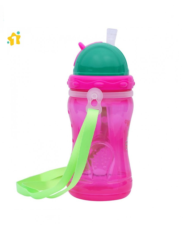 1st Step Spill Proof BPA Free Straw Sipper With Strap - Pink