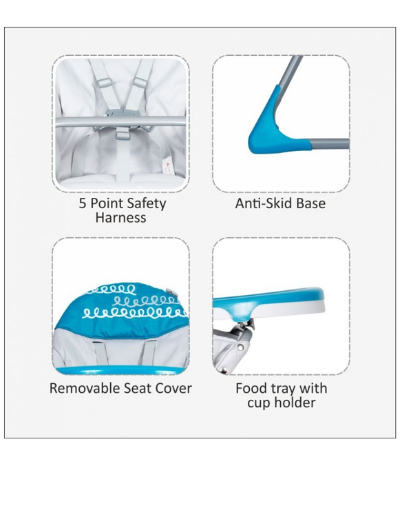 1st Step High Chair With 5 Point Safety Harness-Blue