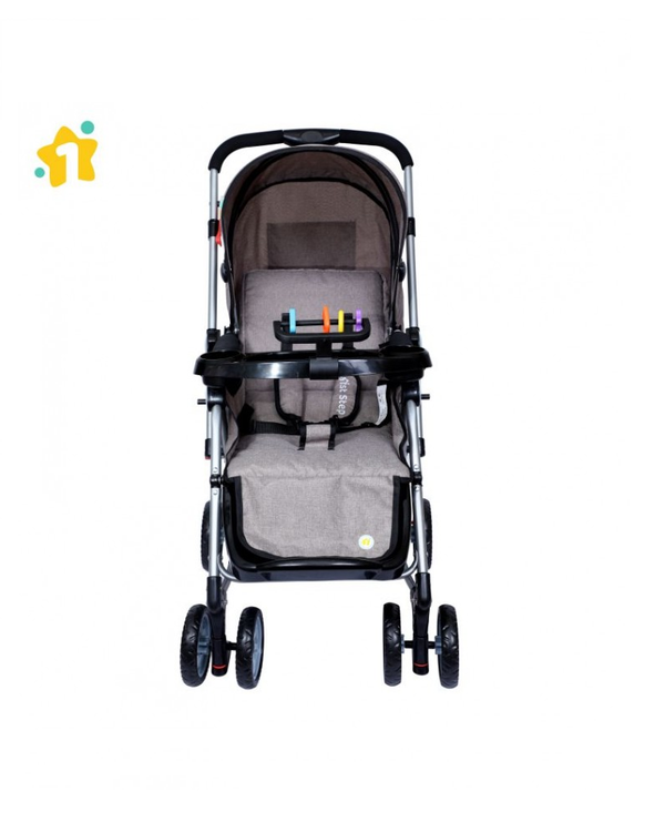 1st Step Baby Rocking Pram With 5 Point Safety Harness And Reversible Handlebar-Grey