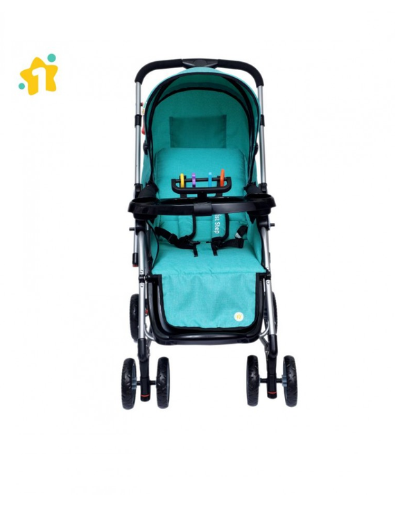 1st Step Baby Rocking Pram With 5 Point Safety Harness And Reversible Handlebar-Mint Green