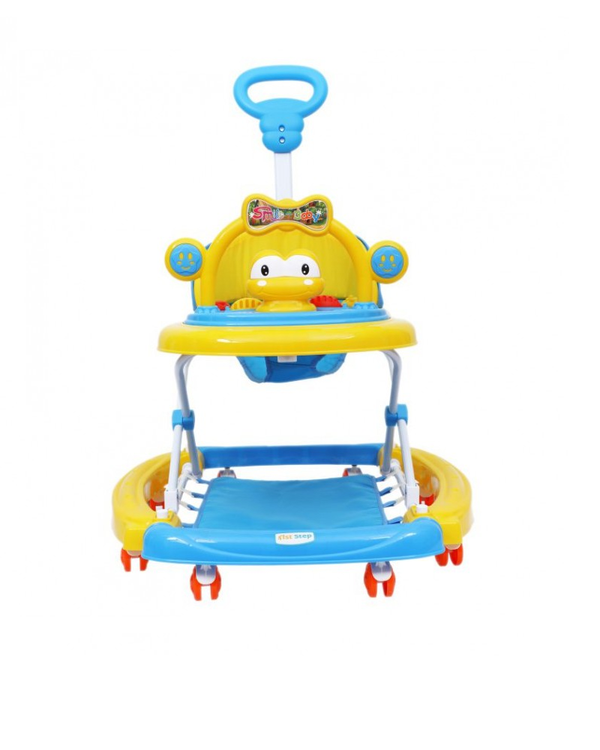 1st Step Walker Cum Rocker With Push Handle And 4 Level Height Adjustment - Blue